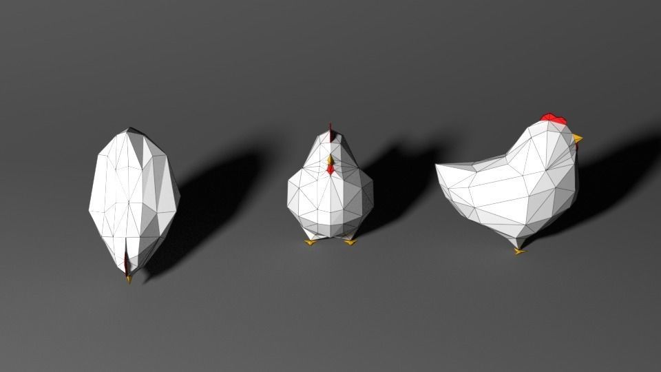 Low Poly Chicken Low-poly 3D model_1