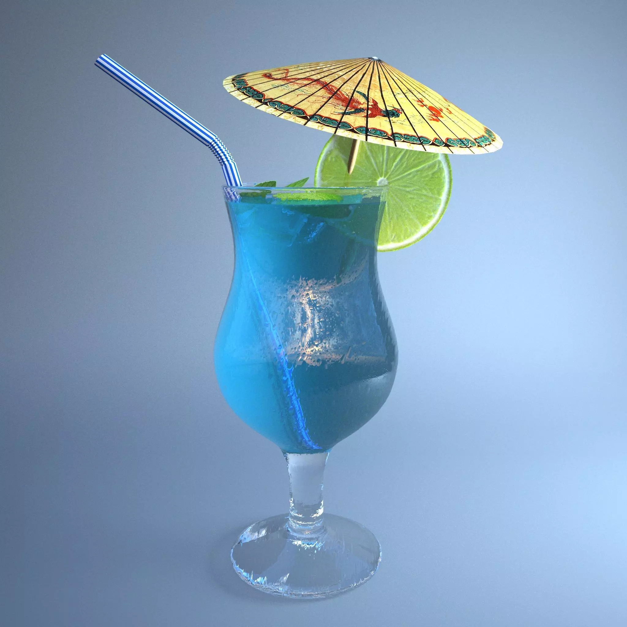cocktail drink with umbrella Low-poly 3D model