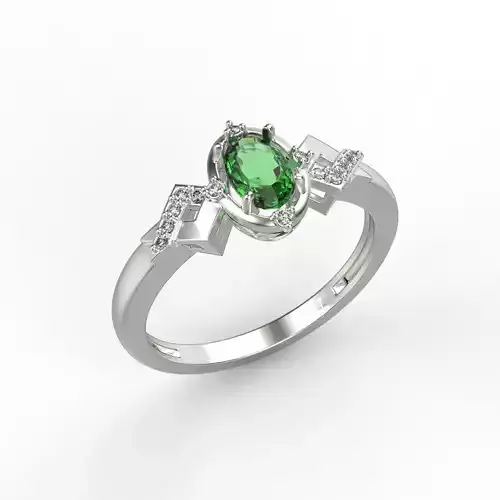 solitaire women ring with gem and diamonds CAD 3dm stl