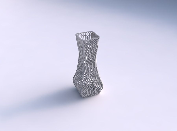 Vase larger opening rectangle with twisted lattice tiles
