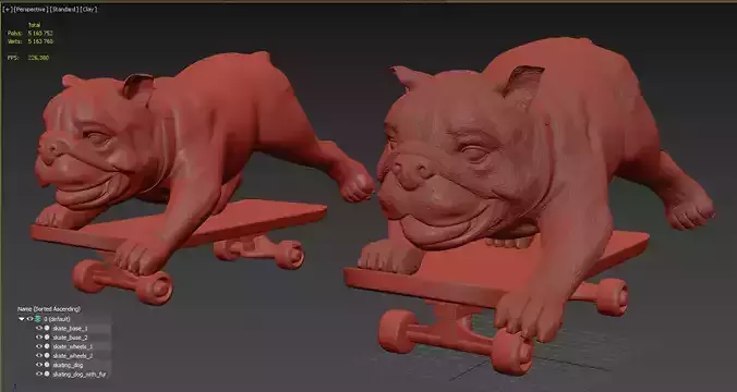 Skating dog printable 3D print model