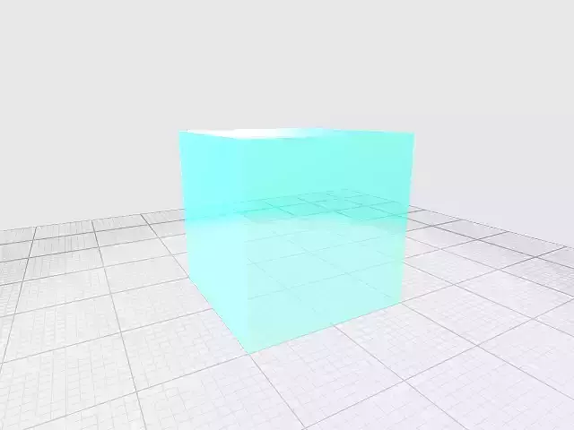 Tranparent aqua colored cube