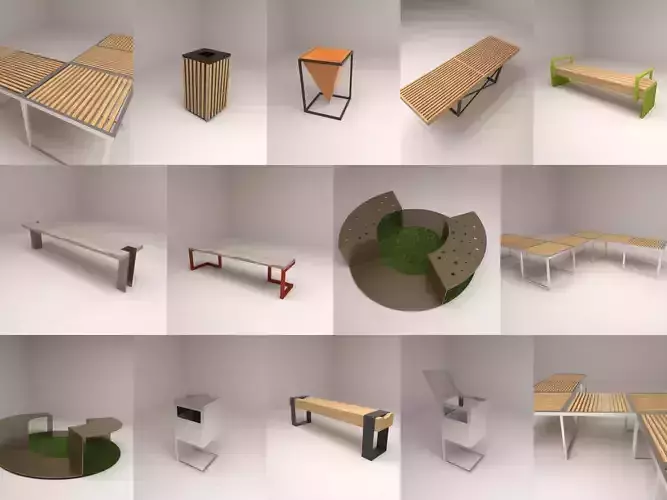 Street furniture collection 10 items