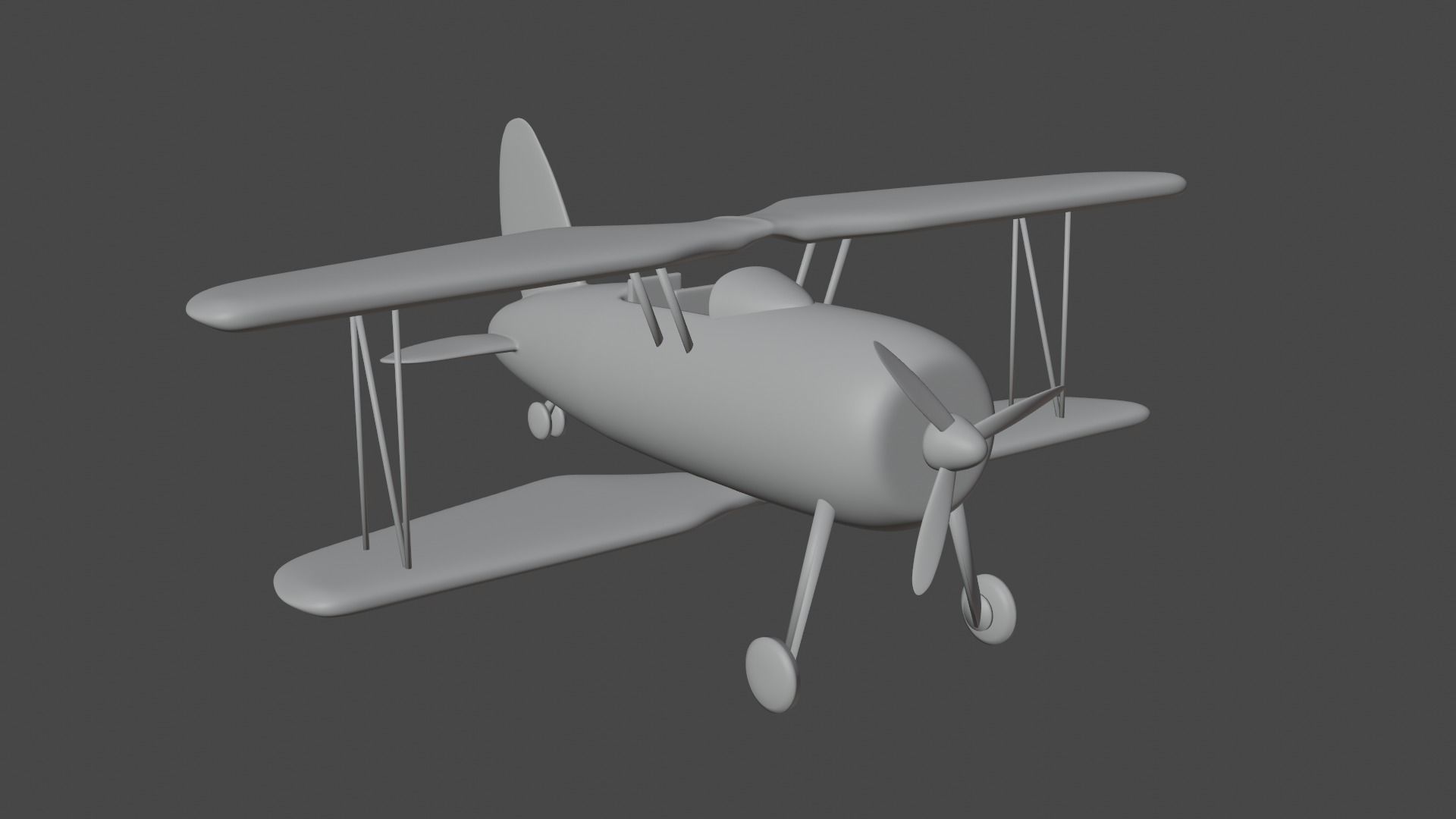 Plane biplane flying above clouds 3D model_7