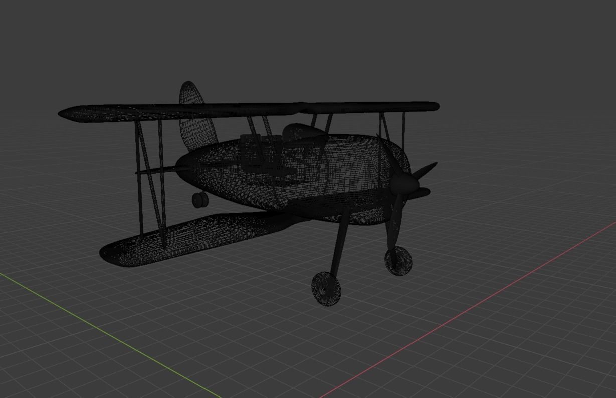 Plane biplane flying above clouds 3D model_8