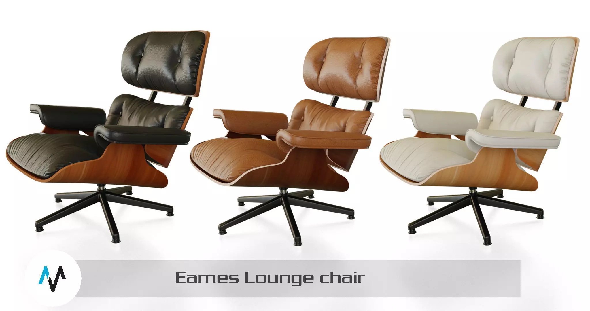 eames lounge chair Low-poly 3D model_0