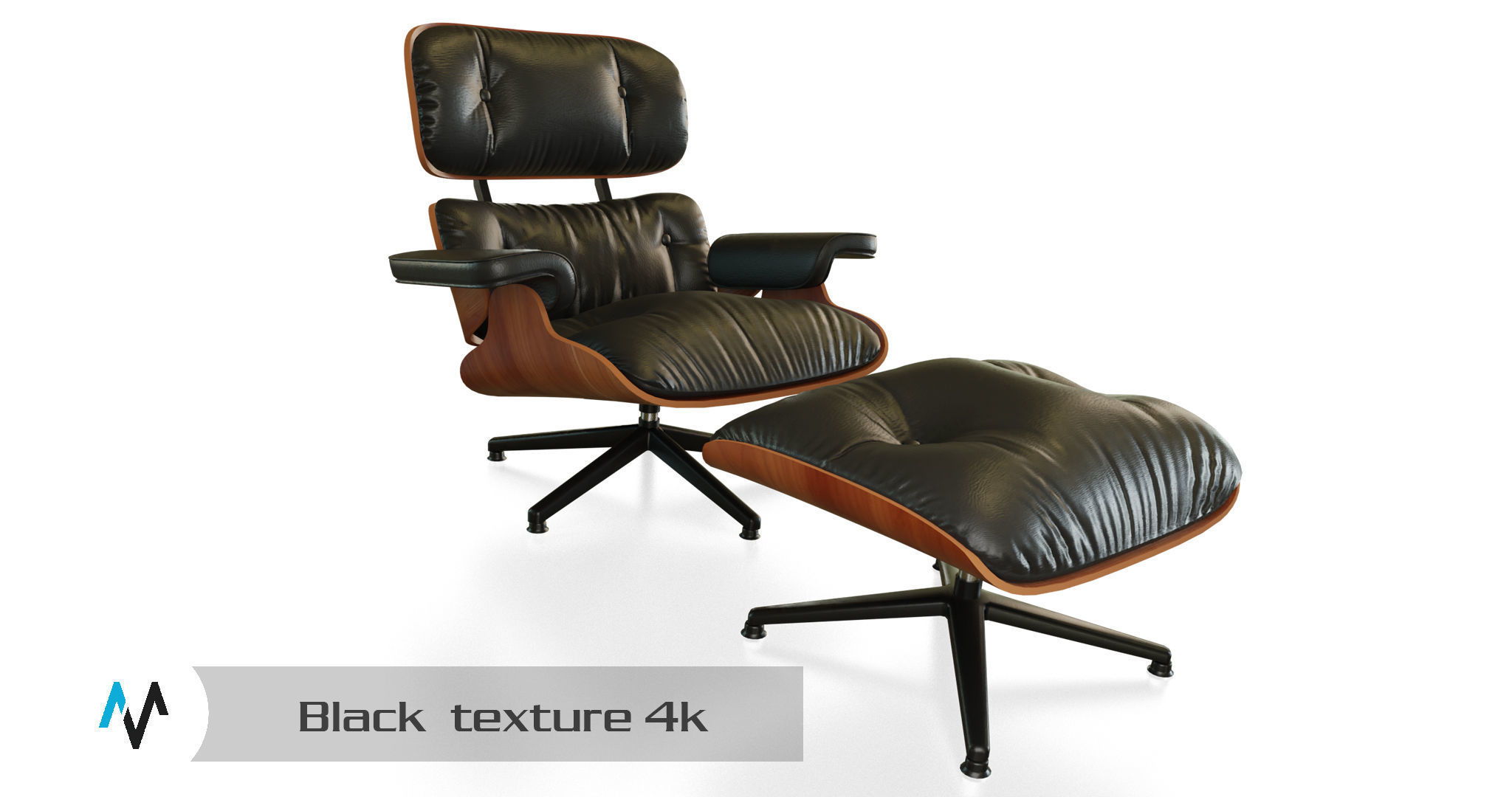 eames lounge chair Low-poly 3D model_6