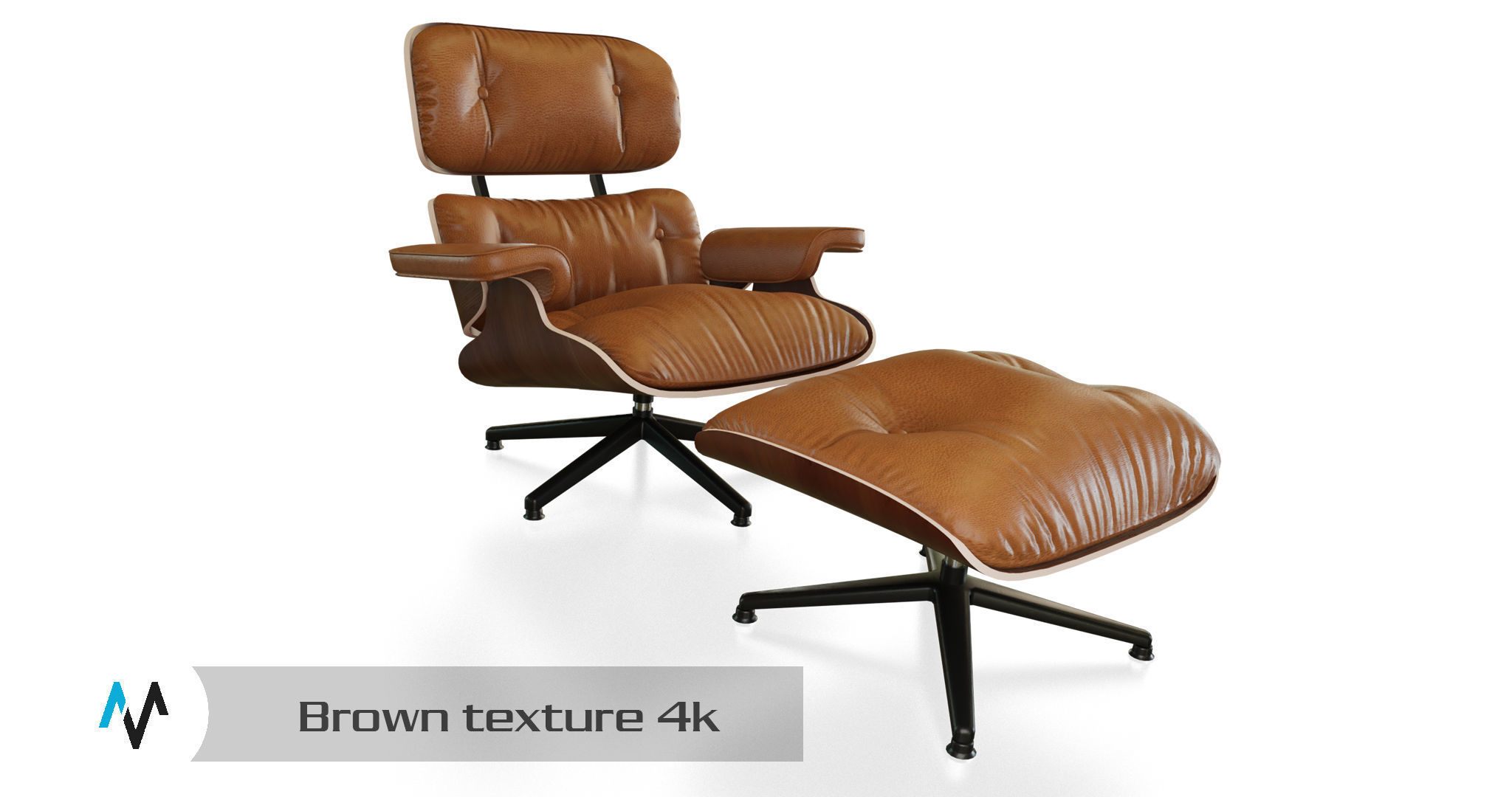 eames lounge chair Low-poly 3D model_5