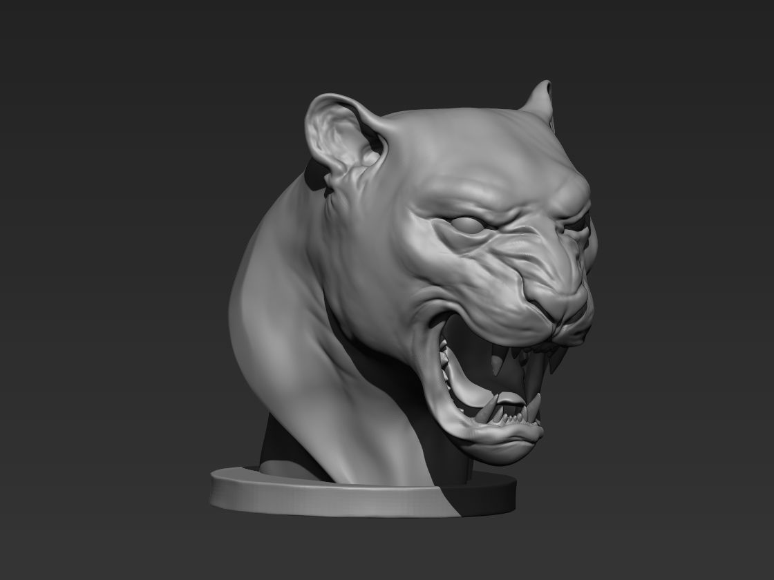 Jaguar Bust 3D print model_3