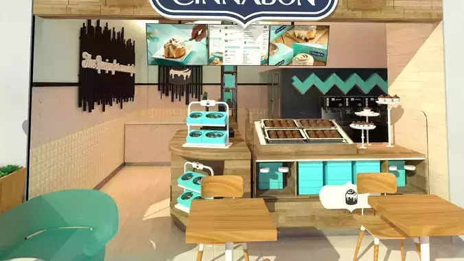 Cinnabon Shop 3d model- interior design 3D model