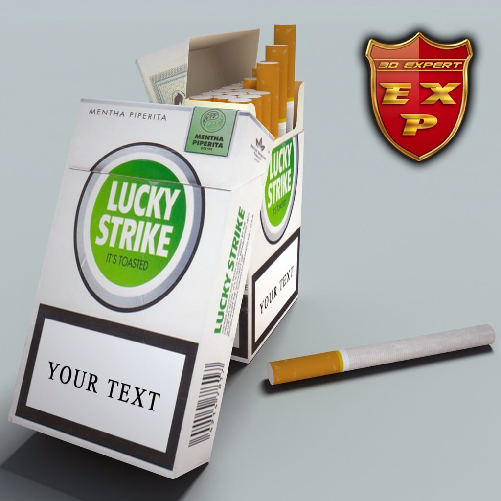 Lucky Strike menta piperita cigarette pack 3D Model MAX ...