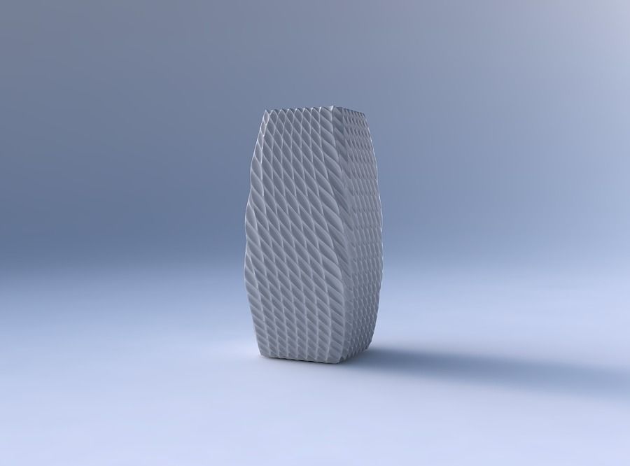Vase rectangle with bent extruded pattern 3D print model_4