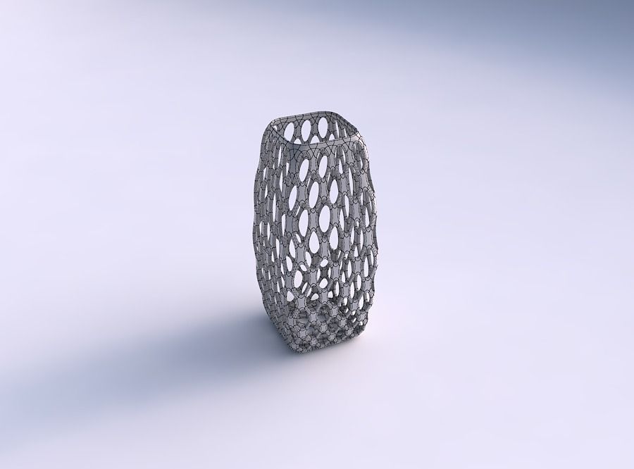 Vase rectangle with bubble grid lattice 3D print model_5