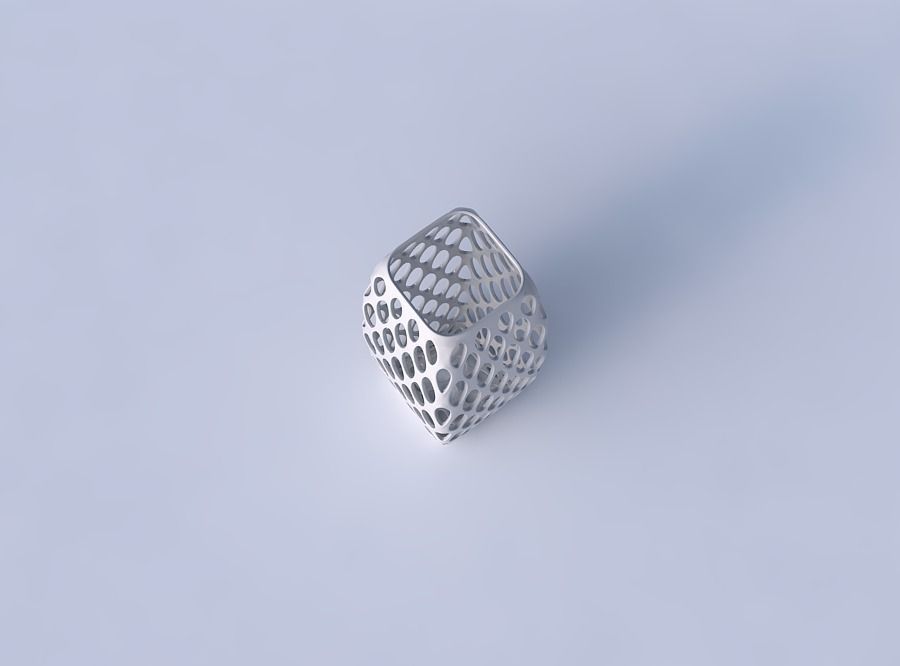 Vase rectangle with bubble grid lattice 3D print model_2