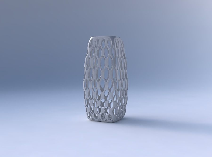 Vase rectangle with bubble grid lattice 3D print model_4