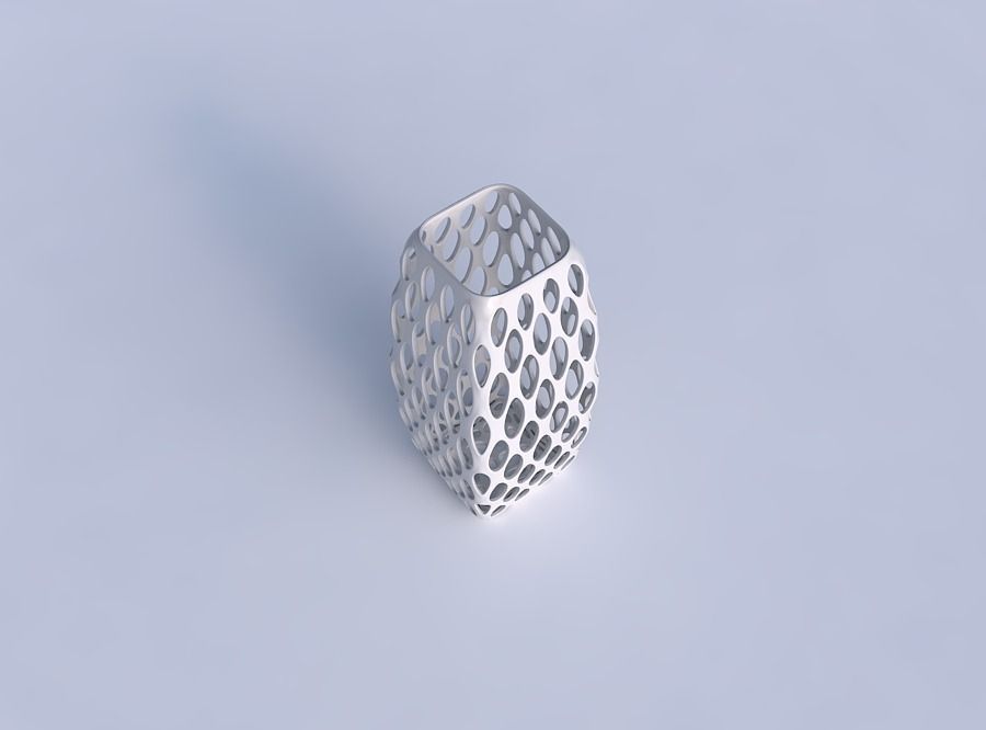 Vase rectangle with bubble grid lattice 3D print model_1