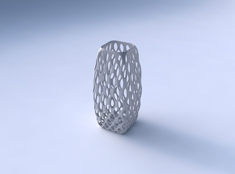 Vase rectangle with bubble grid lattice 3D print model_3