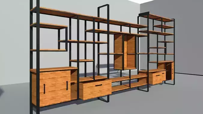 Bookcase - wood and steel