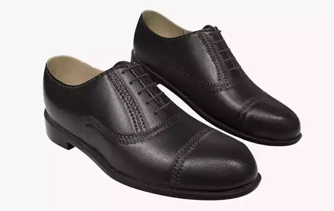 Shoes Brogue Oxford PBR - Black Low-poly 3D model