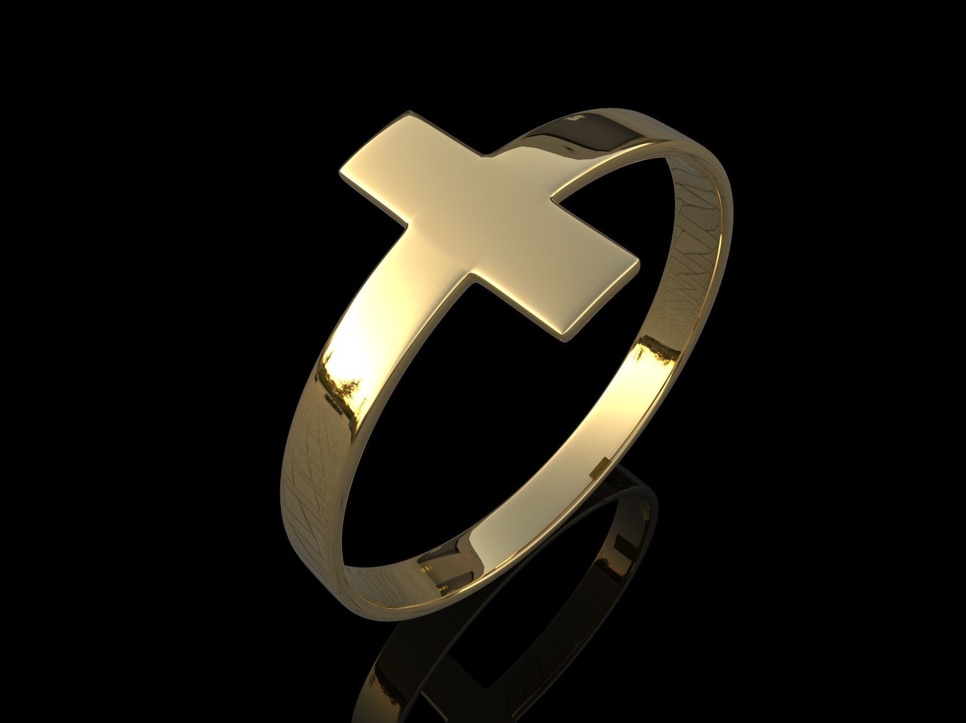 Cross Ring Minimalist 3D Design Jewelry Religious  3D print model_1