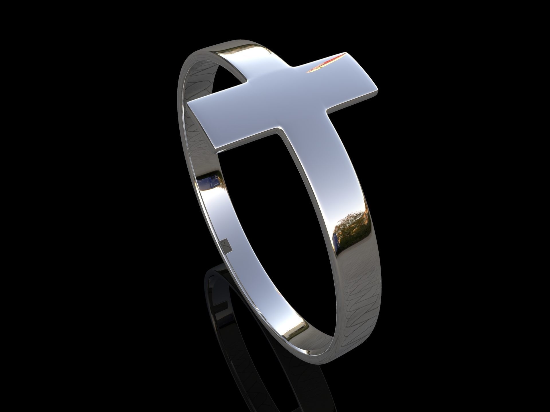 Cross Ring Minimalist 3D Design Jewelry Religious  3D print model_7