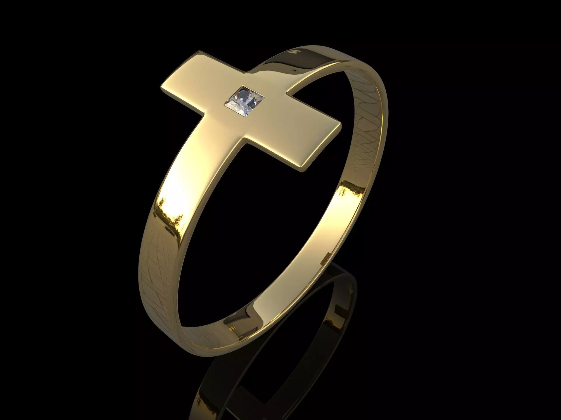 Cross Ring Minimalist 3D Design Jewelry Religious  3D print model_0