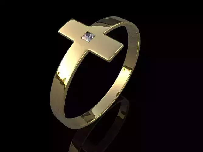Cross Ring Minimalist 3D Design Jewelry Religious  3D print model