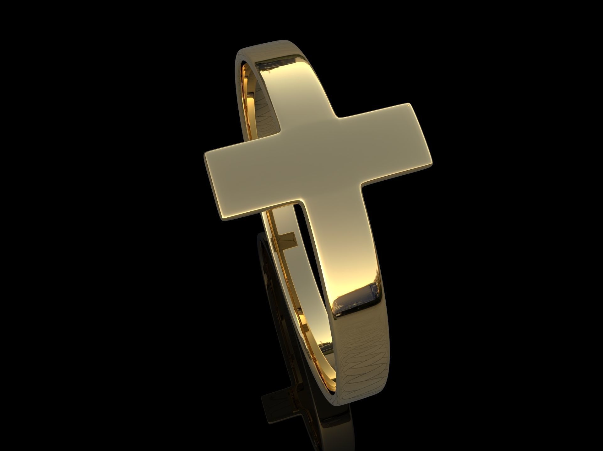 Cross Ring Minimalist 3D Design Jewelry Religious  3D print model_4