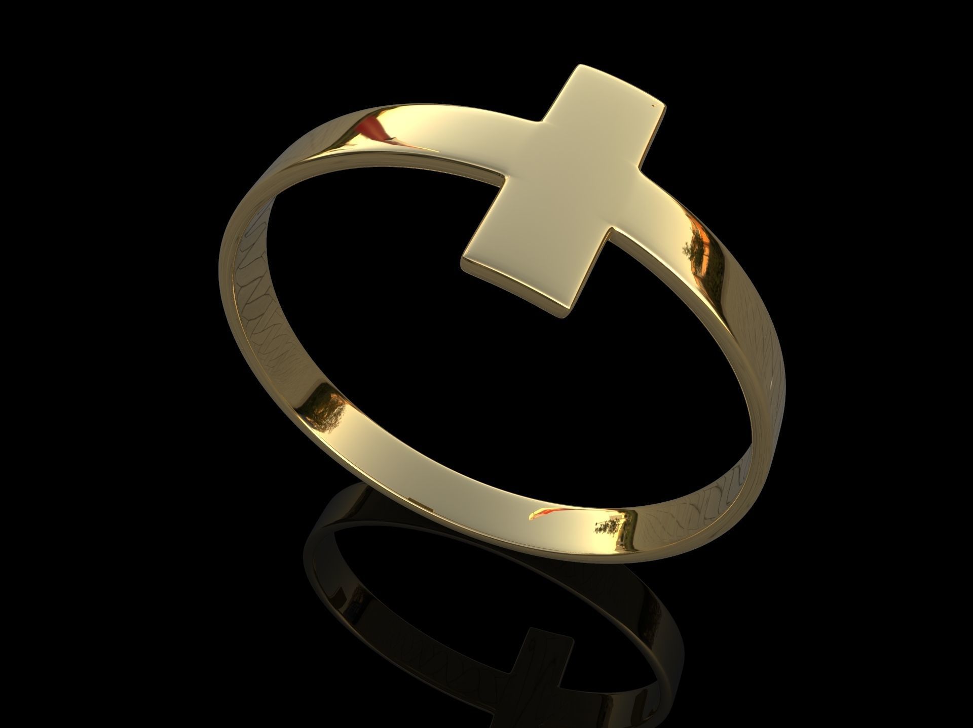 Cross Ring Minimalist 3D Design Jewelry Religious  3D print model_6