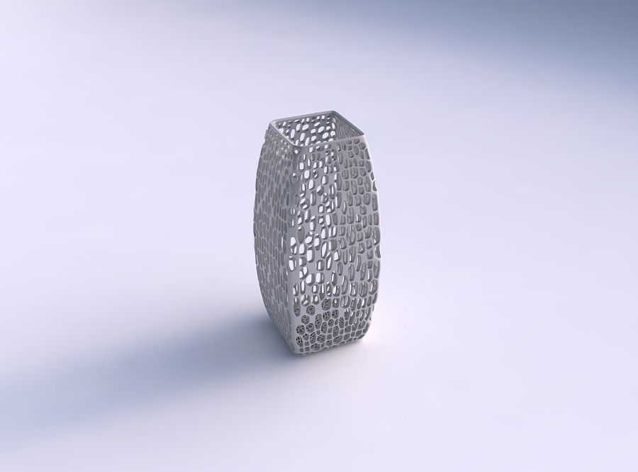 Vase rectangle with dense twisted organic lattice 3D print model