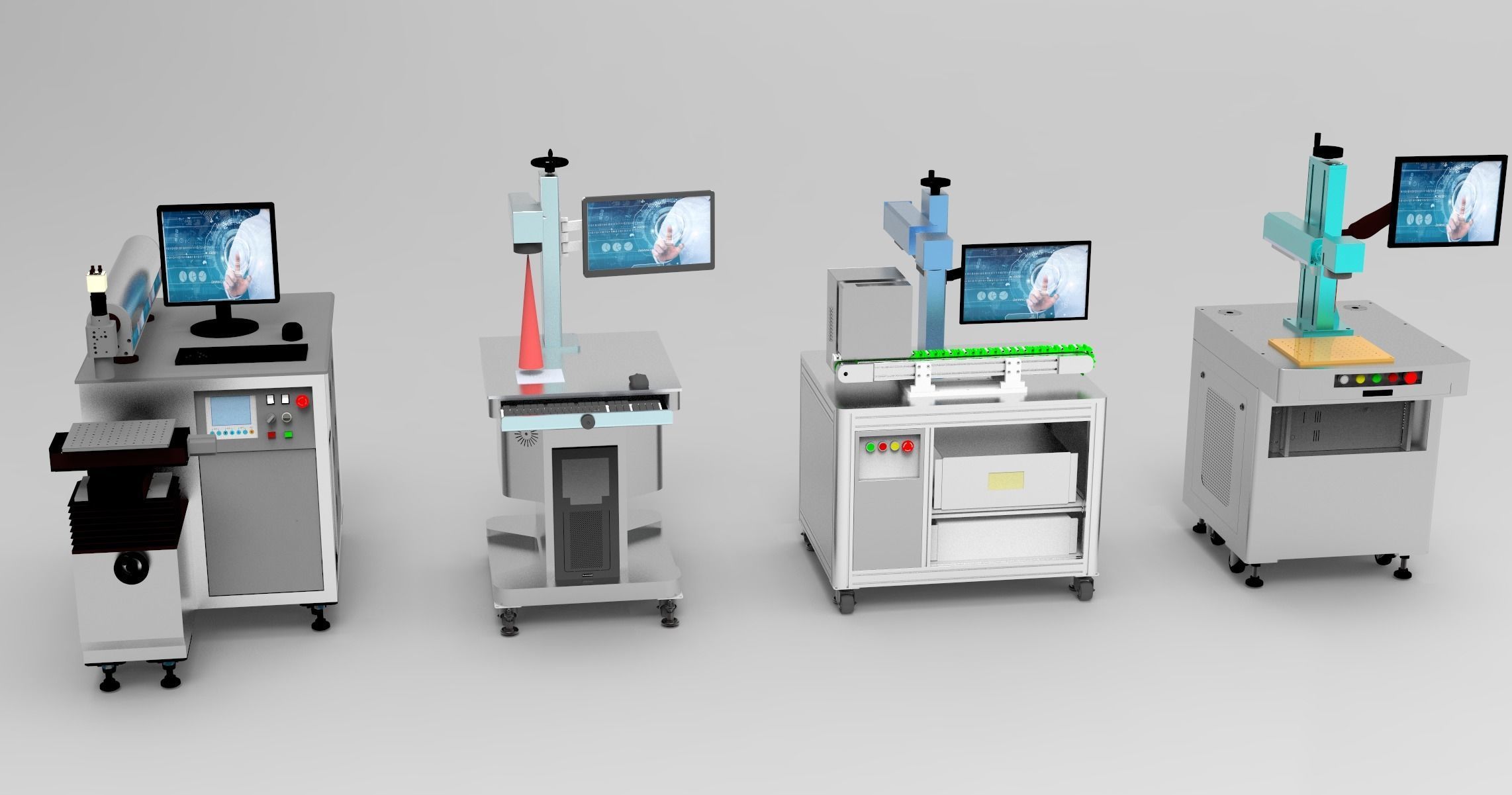 Optical fiber laser marking machines Assembly 3D model_1