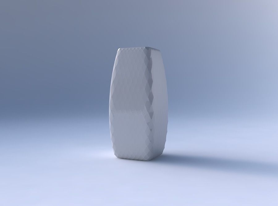 Vase rectangle with diagonal grid pattern 3D print model_4