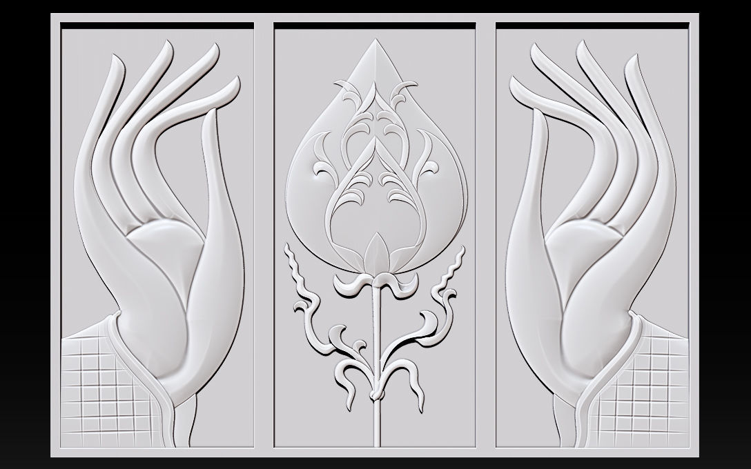 Hand and Lotus 3D print model_12