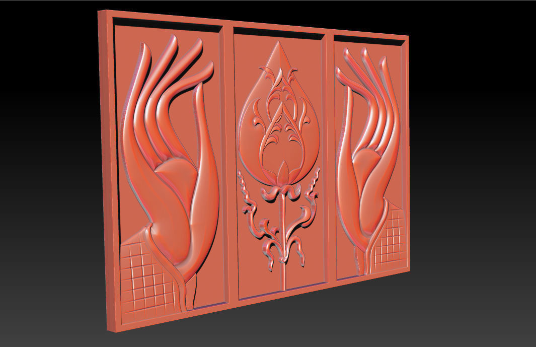 Hand and Lotus 3D print model_3