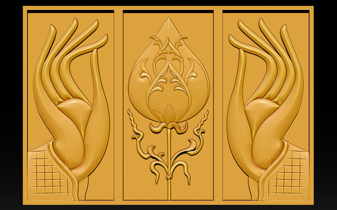 Hand and Lotus 3D print model_11