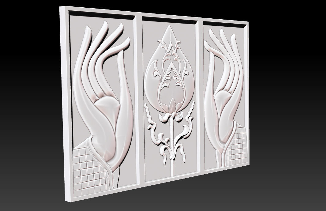 Hand and Lotus 3D print model_1