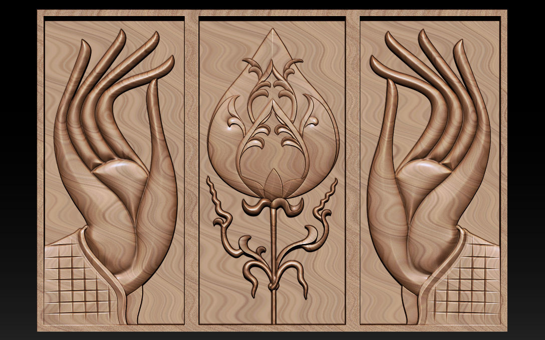 Hand and Lotus 3D print model_10