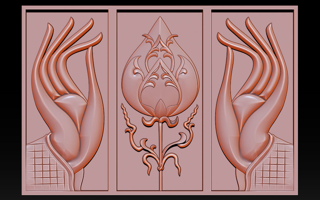 Hand and Lotus 3D print model_14