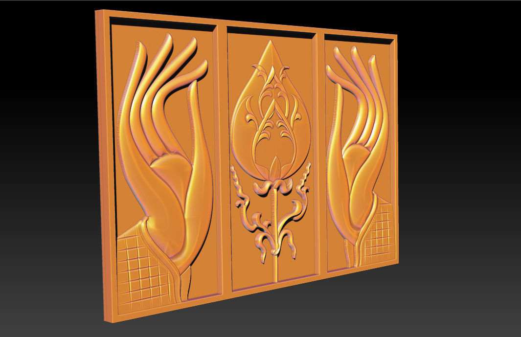 Hand and Lotus 3D print model_2