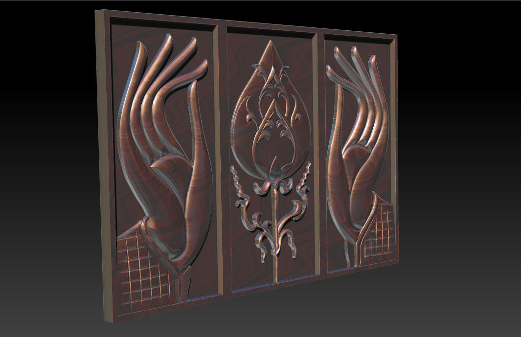 Hand and Lotus 3D print model_5