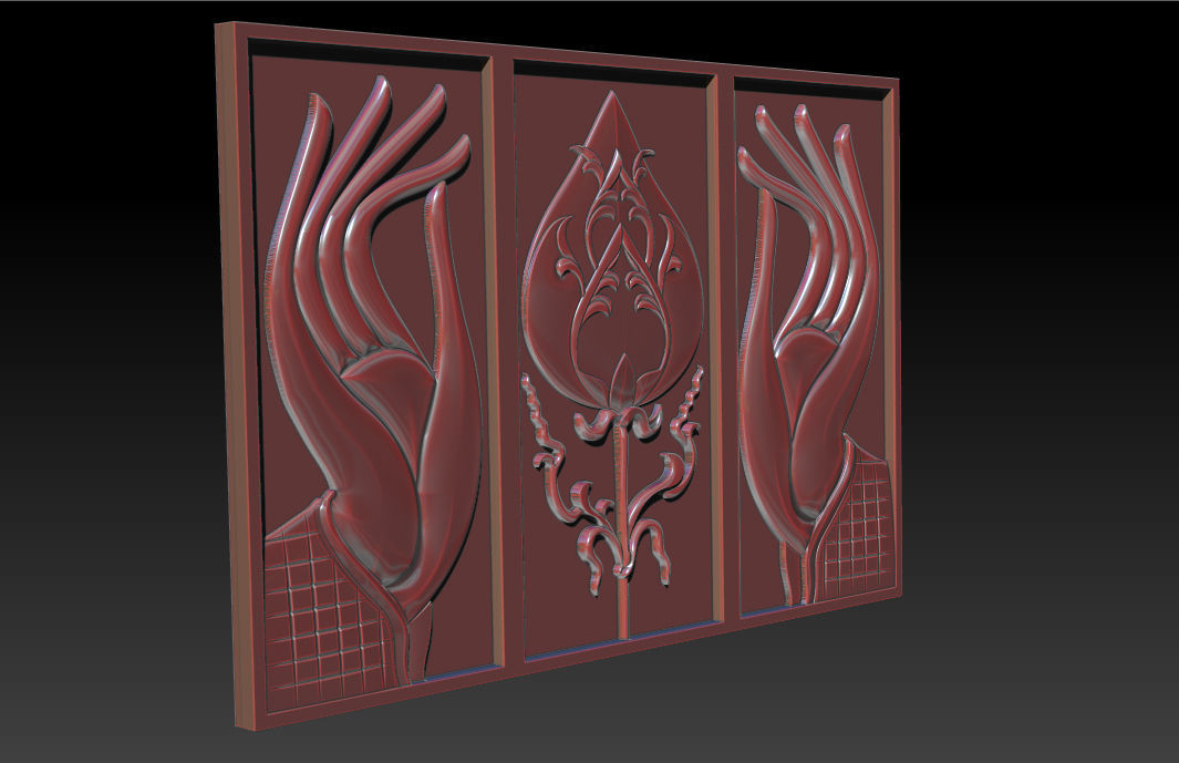 Hand and Lotus 3D print model_8