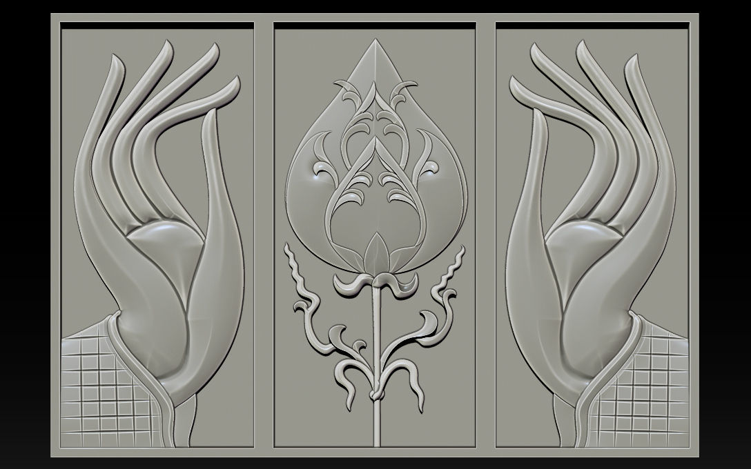 Hand and Lotus 3D print model_13