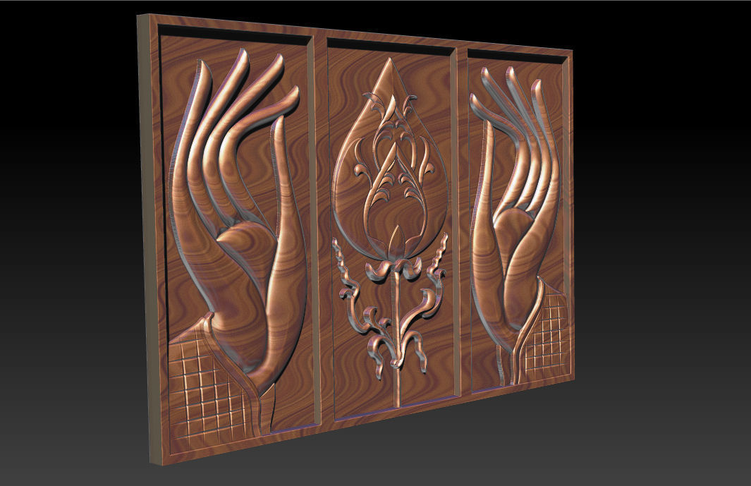 Hand and Lotus 3D print model_4