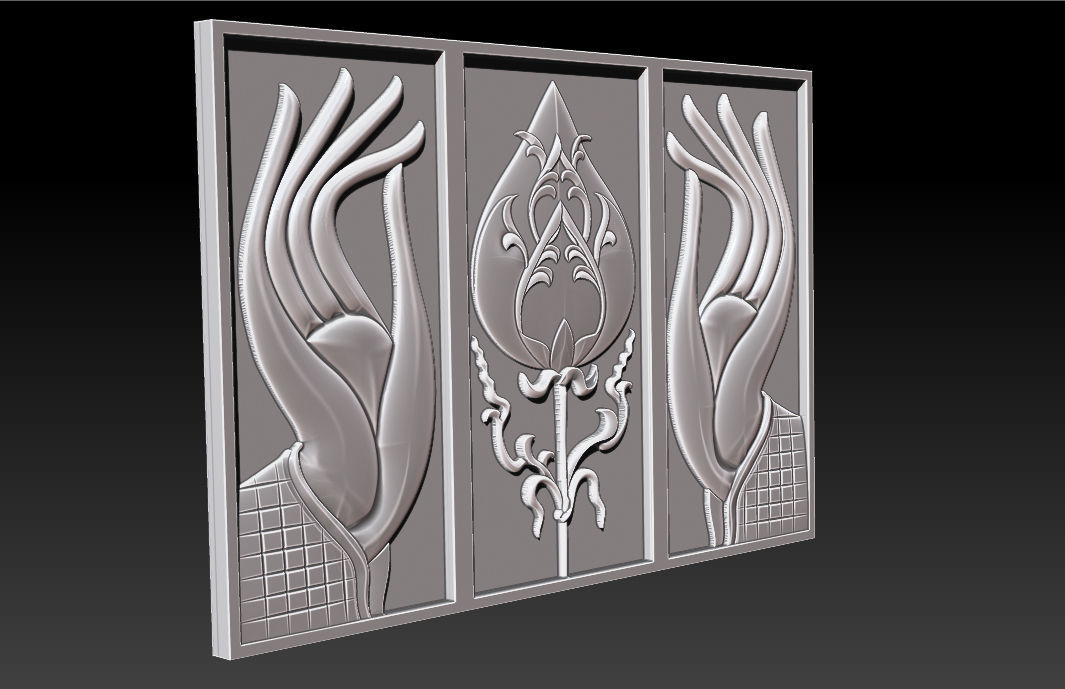 Hand and Lotus 3D print model_9