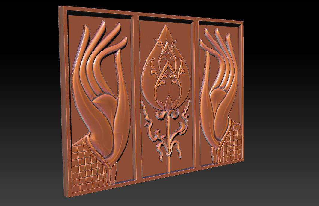 Hand and Lotus 3D print model_7