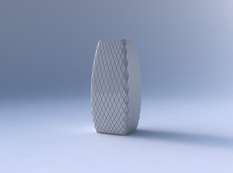 Vase rectangle with diagonal grid plates 3D print model_4