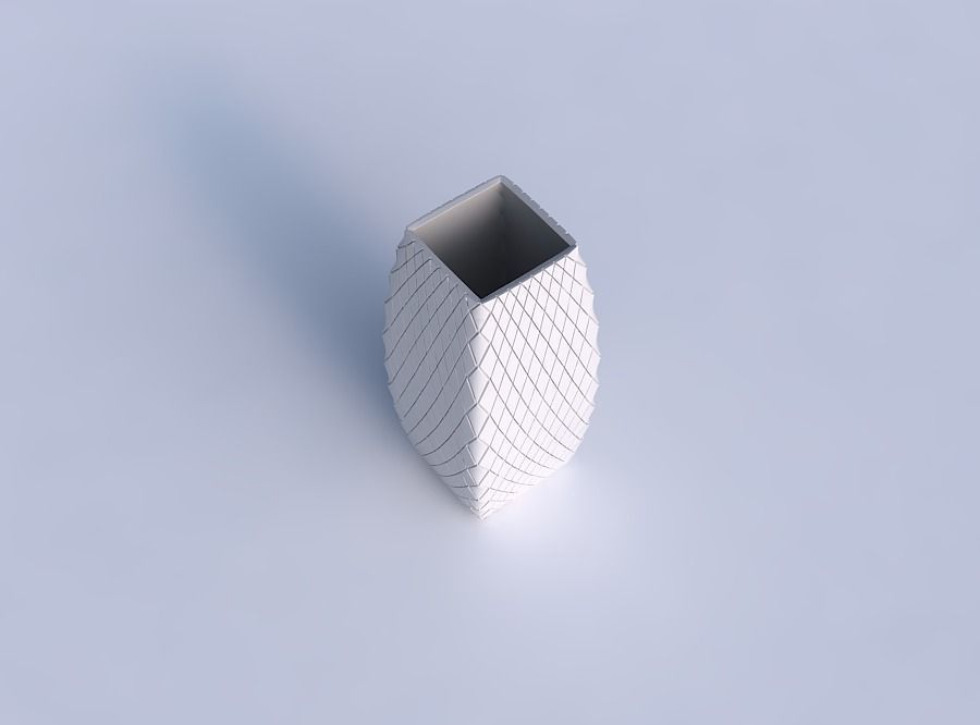Vase rectangle with diagonal grid plates 3D print model_1
