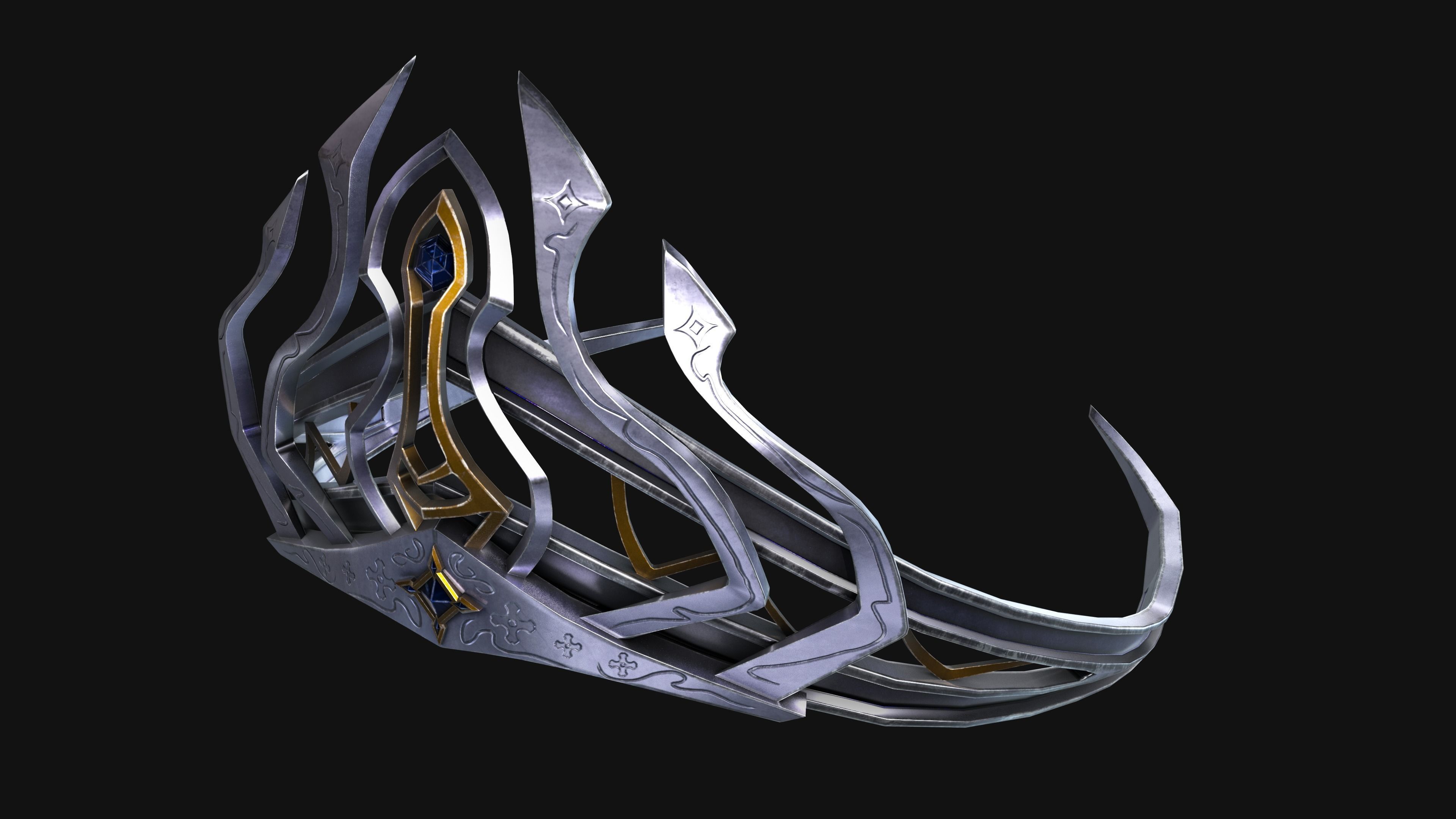 Blue Diamond Crown Low-poly 3D model_4