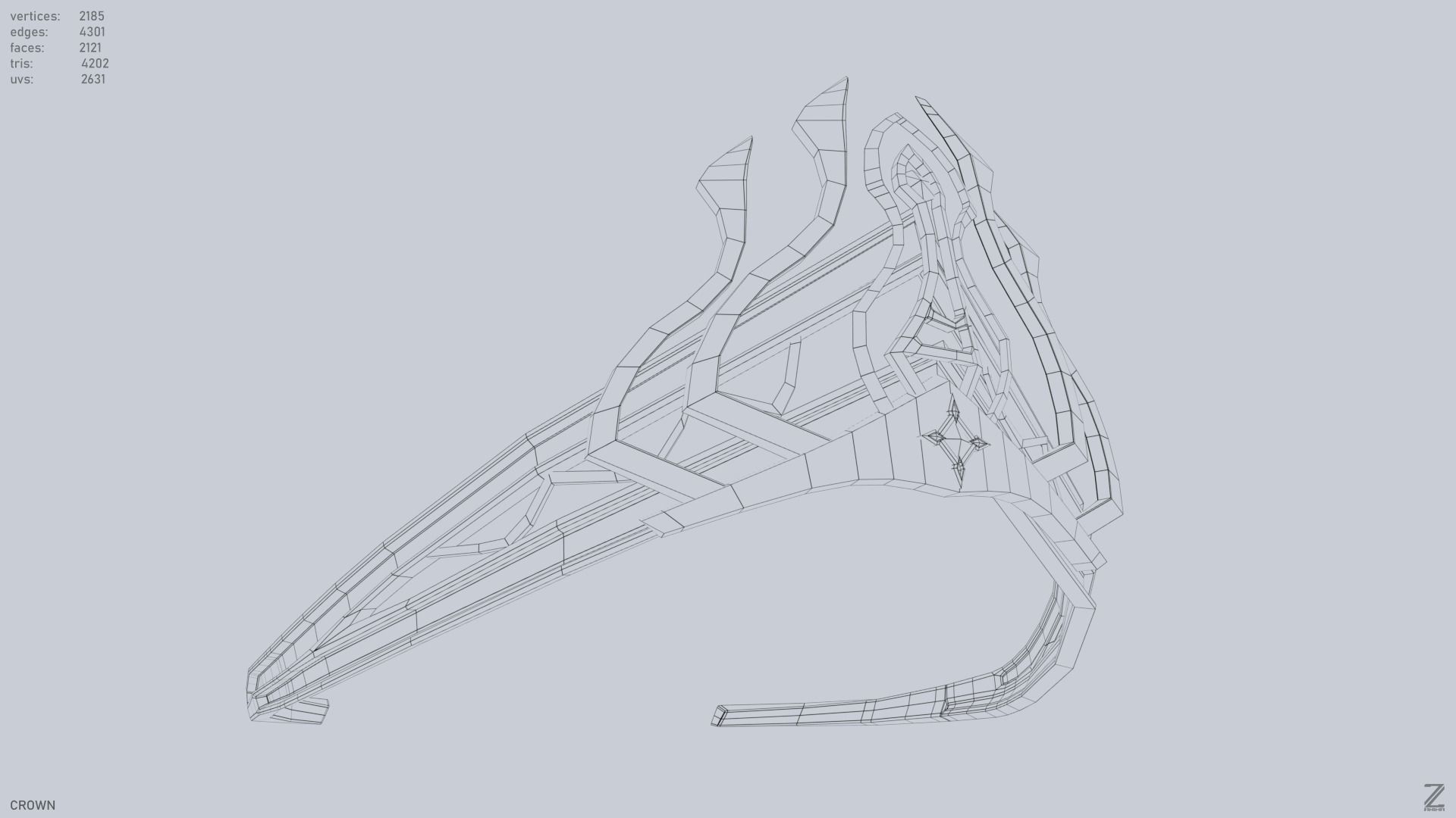 Blue Diamond Crown Low-poly 3D model_12