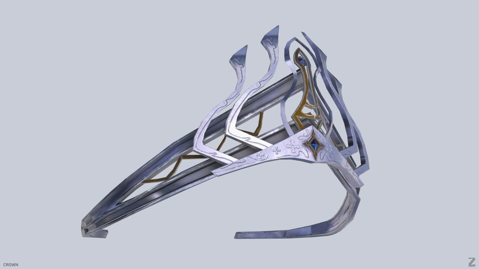 Blue Diamond Crown Low-poly 3D model_6